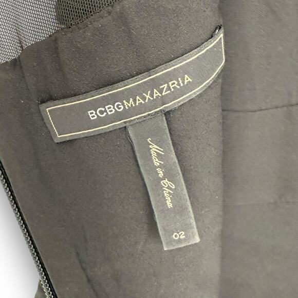 BCBGMaxazria Black White Stripe Satin Mesh Mini Cocktail Dress, Size 2 Y2K VTG - Picture 4 of 7